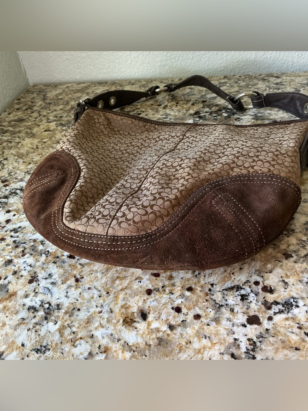 SOLD-Coach Vintage Signature Brown Suede Hobo Shoulder Bag - Picture 9 of 9